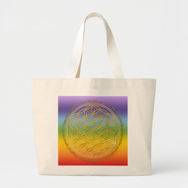 Grand Tote Bag Moola Mantra / Blume Des Lebens / couleur chakren (Devant)