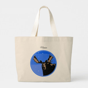 Grand Tote Bag Moose en hiver - Art original de la faune