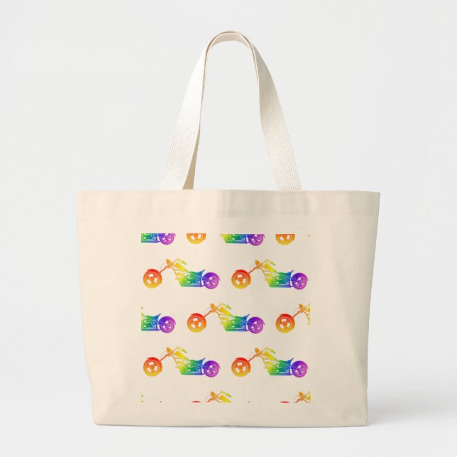 Grand Tote Bag Mortocycle arc-en-ciel (Devant)