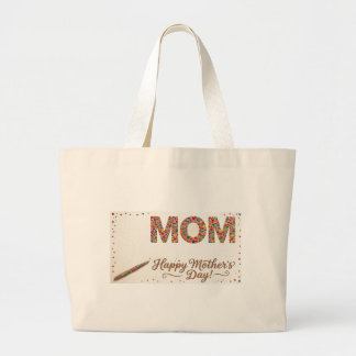 Grand Tote Bag Mosaïque de cœur colorée MAMAN Nom personnalisé Mè