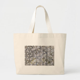 Grand Tote Bag Mosaïque de pierre grise naturelle, fleur de vie