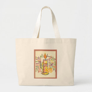 Grand Tote Bag Mot de flamme de bougie Cloud Art Imprimer