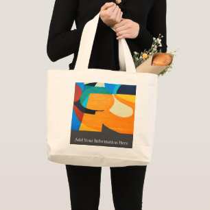 Grand Tote Bag Motif Abstrait géométrique coloré personnalisé