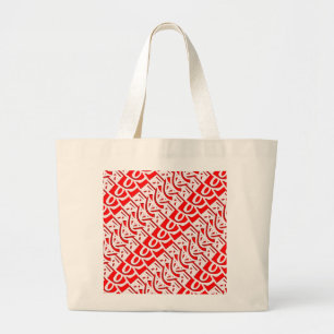 Grand Tote Bag Motif arabe abstrait inspiré du Kufique rouge