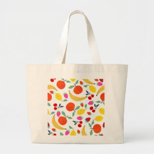 Grand Tote Bag Motif Coloré 'Mélange de Fruits Frais'