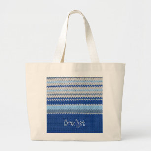 Grand Tote Bag Motif Crochet - Bleu