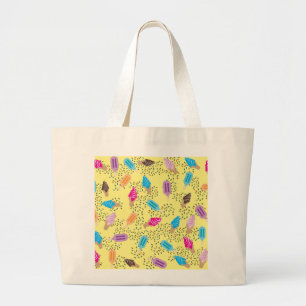 Grand Tote Bag Motif de crème glacée d'été coloré