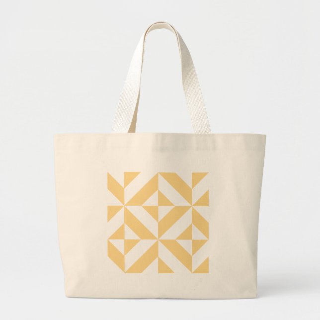 Grand Tote Bag Motif de cube géométrique Pale Melon (Devant)