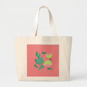Grand Tote Bag Motif de fruit vert rose de guavave verdure