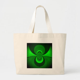 Grand Tote Bag Motif de kaléidoscope groovy vert brillant abstrai