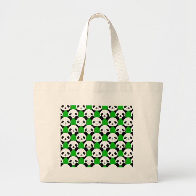 Grand Tote Bag Motif de l'ours Kawaii Panda (Devant)