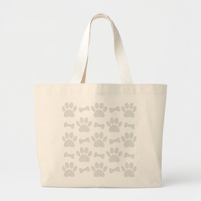 Grand Tote Bag Motif De Pâtes Et De Bones De Chien Coupé En Papie (Devant)