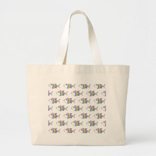 Grand Tote Bag Motif de poisson Abstrait