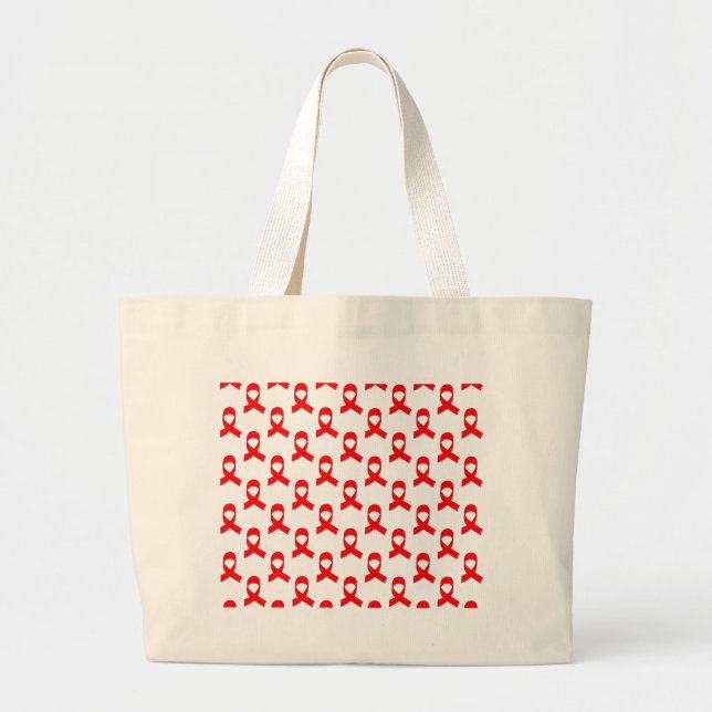 Grand Tote Bag Motif de ruban rouge (Devant)