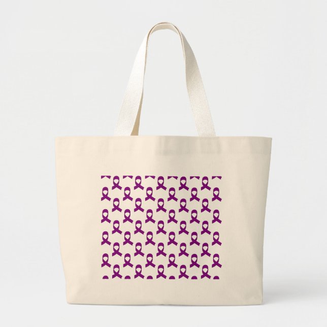 Grand Tote Bag Motif de ruban violet (Devant)