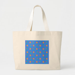 Grand Tote Bag Motif De Seahores Bleues Et De Starfish