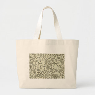 Grand Tote Bag Motif de vigne de raisin gris vert de William Morr