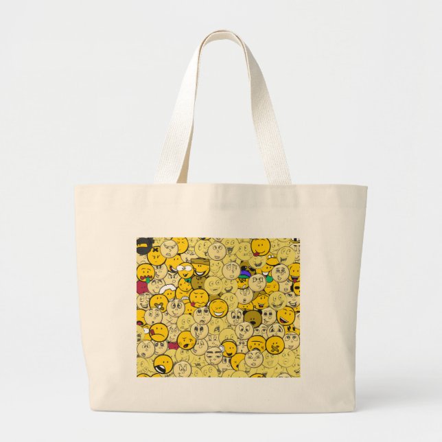 Grand Tote Bag Motif d'Emoji (Devant)
