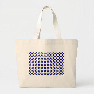 Grand Tote Bag Motif diamant blanc et marine