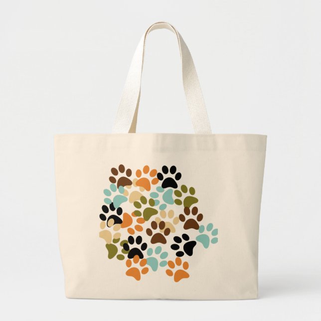 Grand Tote Bag motif empreinte de patte de chien (Devant)