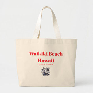 Grand Tote Bag Motif Floral Plage Waikiki