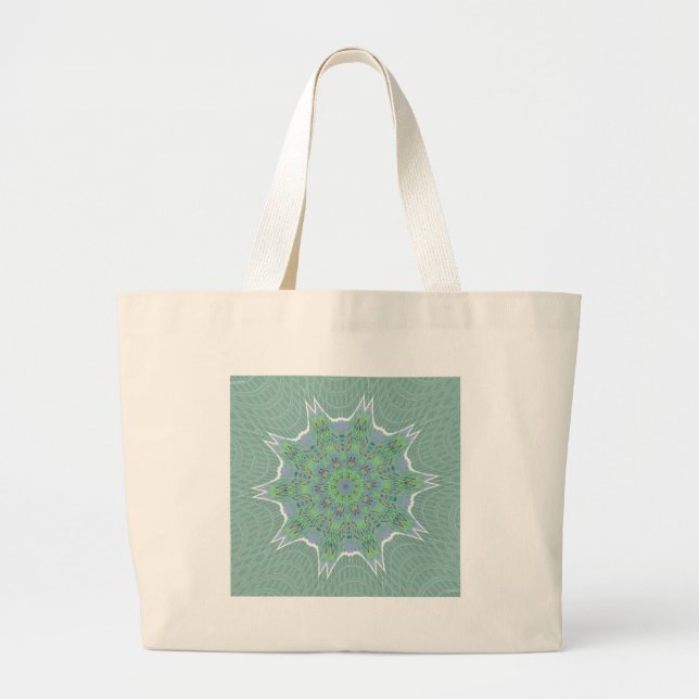 Grand Tote Bag Motif floral vert cool (Devant)