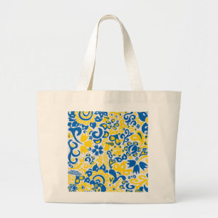 Grand Tote Bag Motif folklorique aux couleurs du drapeau ukrainie