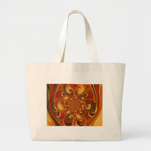 Grand Tote Bag Motif tourbillonnant : nuances d'orange, de marron