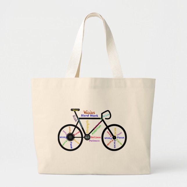 Grand Tote Bag Motivational Bike, Cycle, Vélo, Mots Sport (Devant)