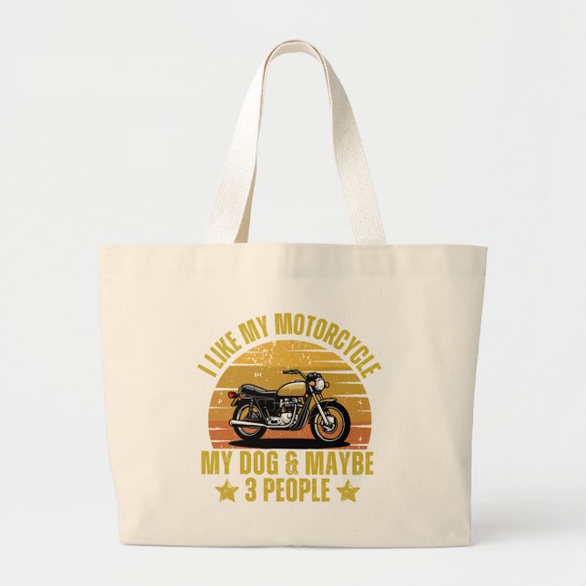 Grand Tote Bag Motocyclette de chien (Devant)