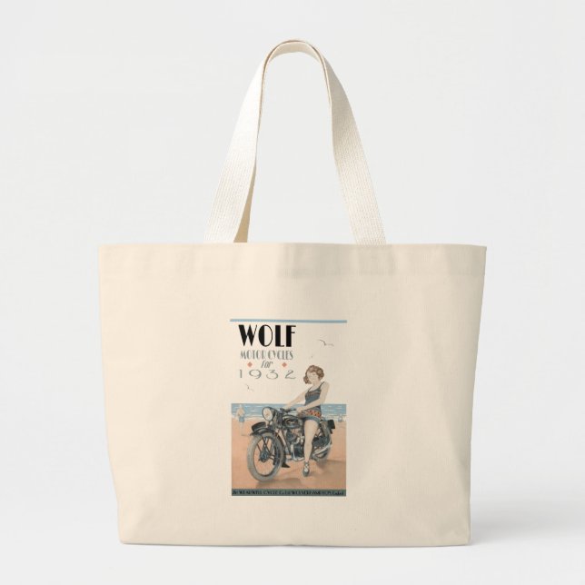 Grand Tote Bag Motocyclette Wolf (Devant)