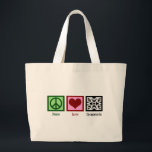 Grand Tote Bag Mots croisé d'amour de paix<br><div class="desc">Les jeux de mots croisé sont une grande manière de contester l'esprit. Un cadeau mignon d'expert en matière de mots croisé.</div>