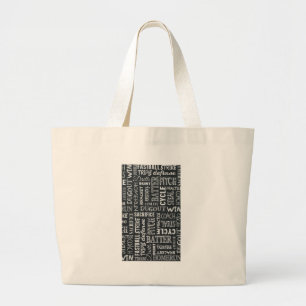 Grand Tote Bag Mots du tableau de bord du jeu de baseball