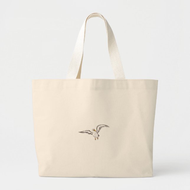 Grand Tote Bag Mouette blanche oiseau (Devant)