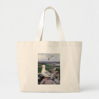 Grand Tote Bag Mouettes d'harengs sur Shoreline rocheux
