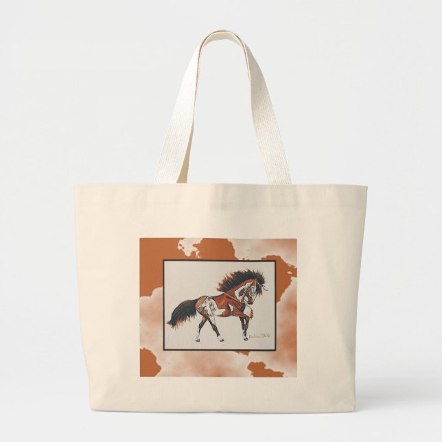 Grand Tote Bag Mousepad de poney de Graphic1war (Devant)