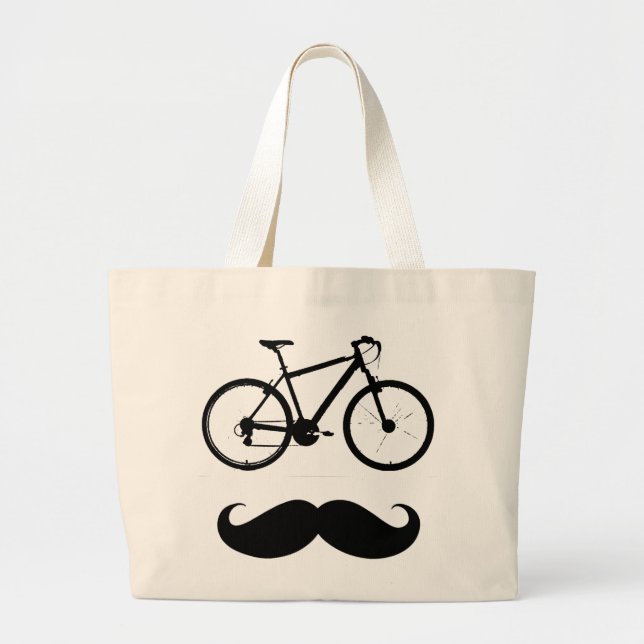 Grand Tote Bag moustache de vélo noir (Devant)