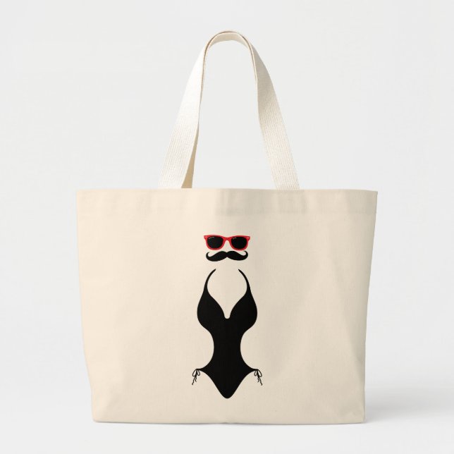 Grand Tote Bag Moustache d'été (Devant)