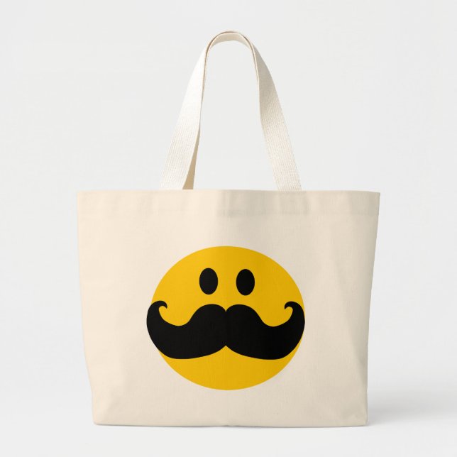 Grand Tote Bag Moustache Yellow Happy Face (Devant)
