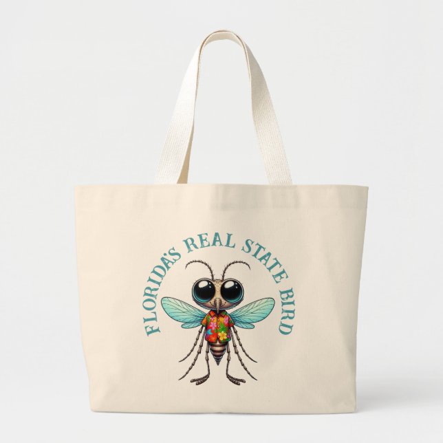 Grand Tote Bag Moustique en chemise tropicale (Devant)