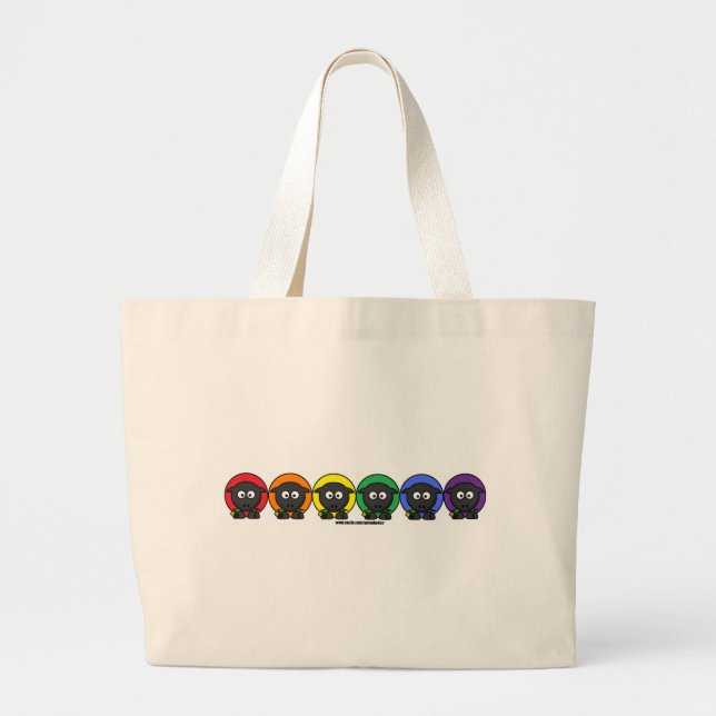 Grand Tote Bag Moutons pelucheux anonymes d'arc-en-ciel de (Devant)