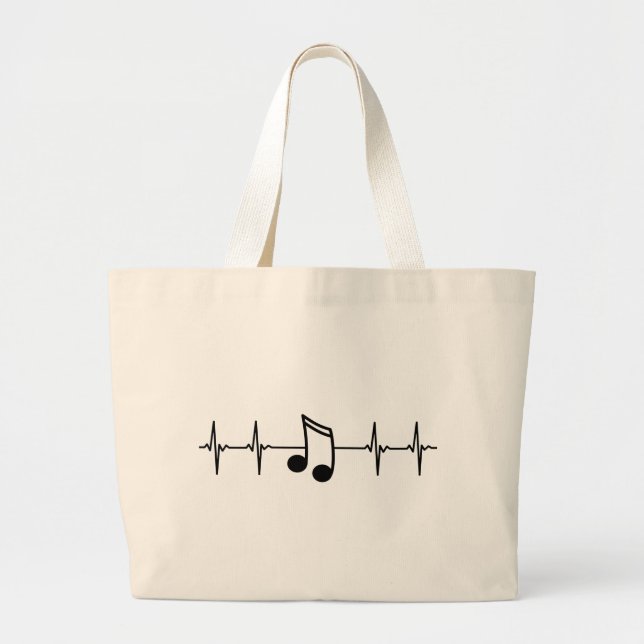 Grand Tote Bag Music Note EKG Heartbeat (Devant)