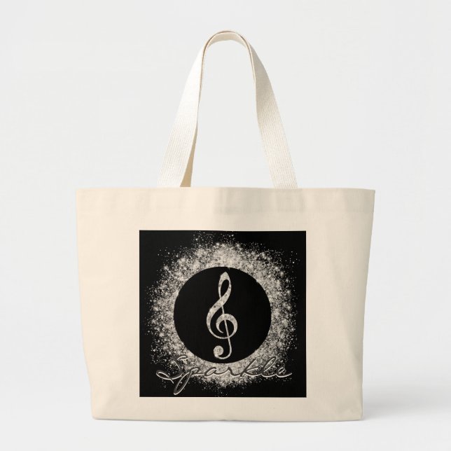 Grand Tote Bag Musique cool tendance Treble Clef Parties scintill (Devant)