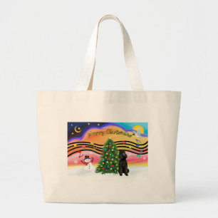 Grand Tote Bag Musique de Noël 2-Poodle-Noir Standard