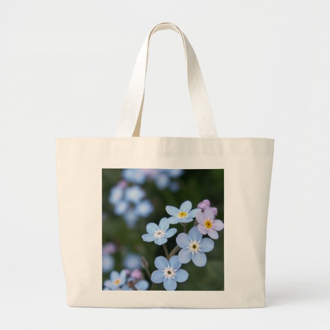 Grand Tote Bag Myosotis des marais de fleur d'état de l'Alaska, (Devant)