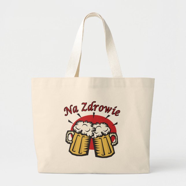 Grand Tote Bag Na Zdrowie Toast Avec Mugs De Bière (Devant)