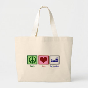 Grand Tote Bag Natation d'amour de paix