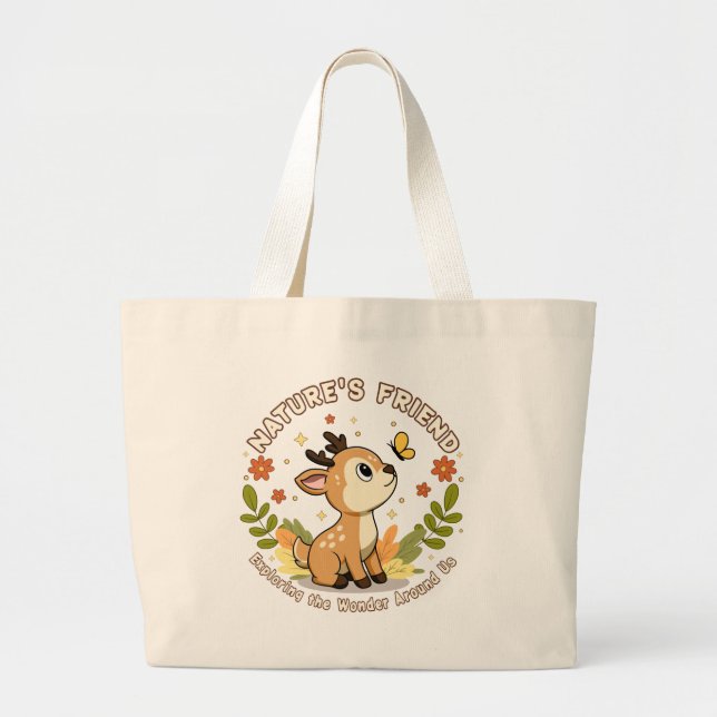 Grand Tote Bag Nature's Friend Cute Fawn Woodland Animal (Devant)