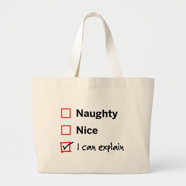 Grand Tote Bag Naughty ou Nice - Je peux expliquer (Devant)