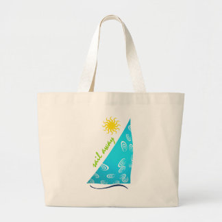 Grand Tote Bag Naviguer au loin en turquoise...